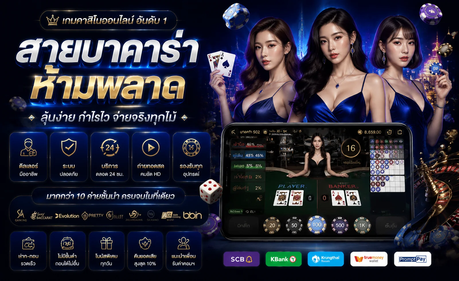 คาสิโนออนไลน์ GOX789 บาคาร่า รูเล็ต เสือมังกรถ่ายทอดสดจากสตูดิโอ
